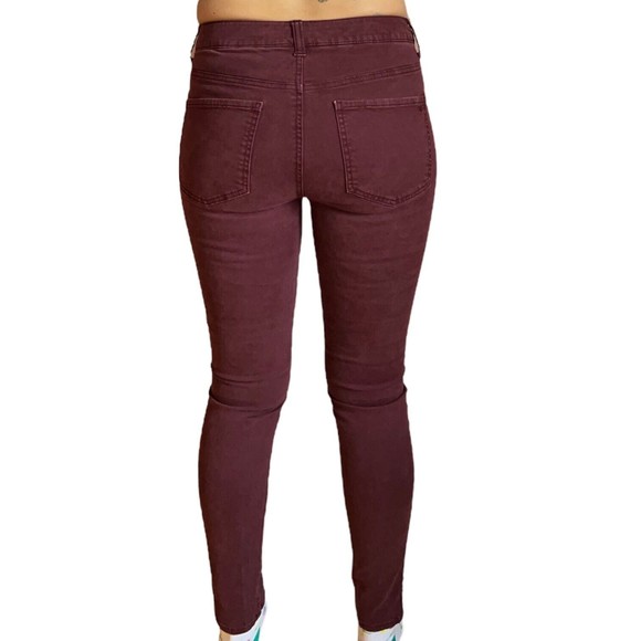American Eagle Hi-Rise Jegging Women's Size 6 Maroon Moto Ankle Zip Red Stretch - Picture 11 of 16